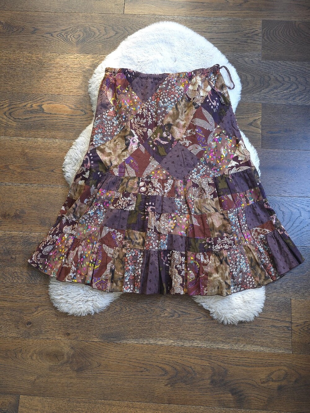 Per Una Y2K Euro Patchwork Boho Midi Skirt